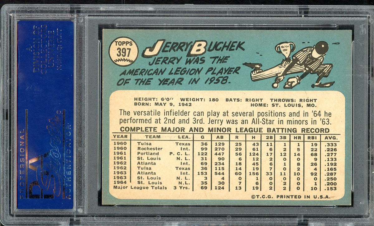 1965 Topps Baseball #397 Jerry Buchek Cardinals PSA 7 NM 567785