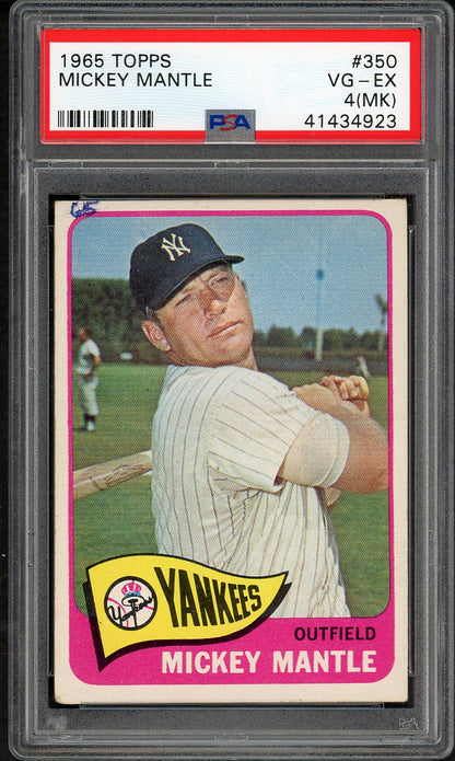 1965 Topps Baseball #350 Mickey Mantle Yankees PSA 4 VG-EX mk 567788