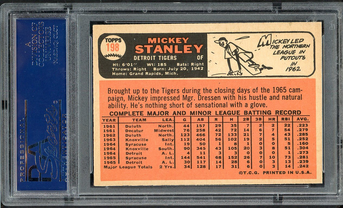1966 Topps Baseball #198 Mickey Stanley Tigers PSA 6 EX-MT 567790