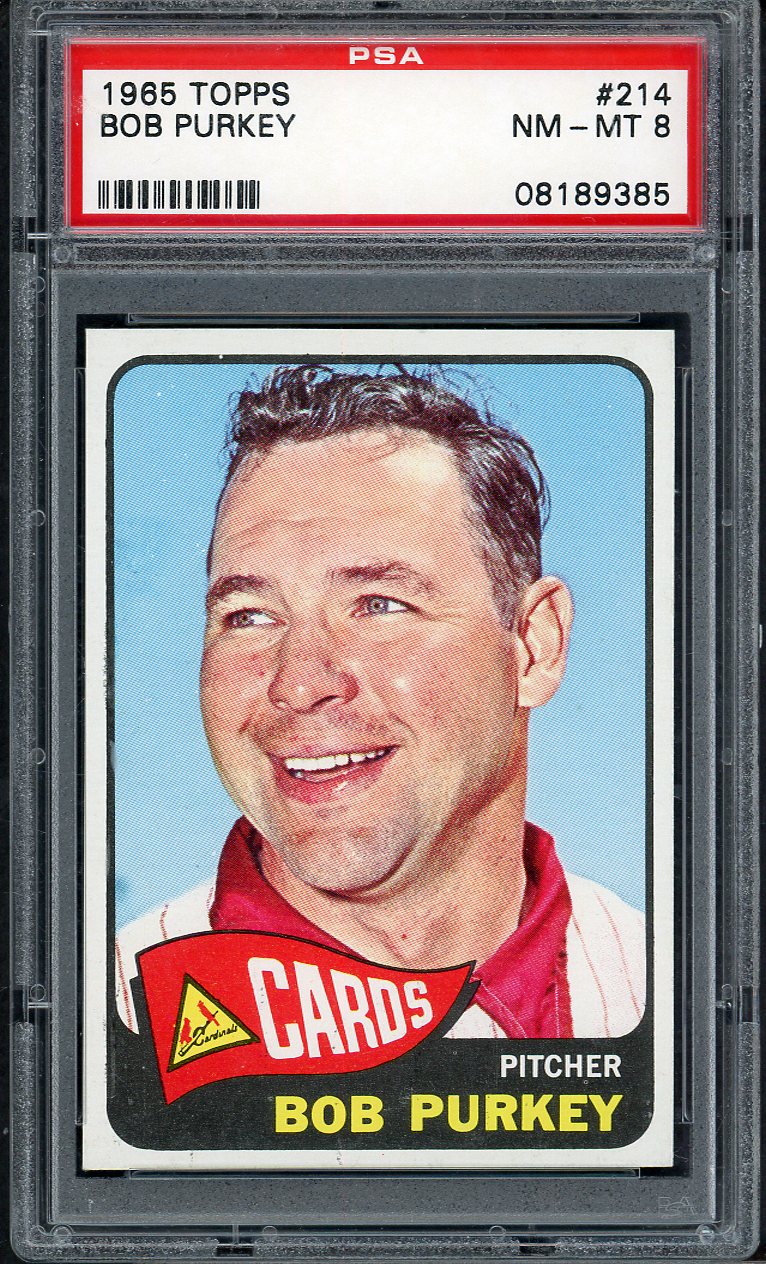 1965 Topps Baseball #214 Bob Purkey Cardinals PSA 8 NM/MT 567794