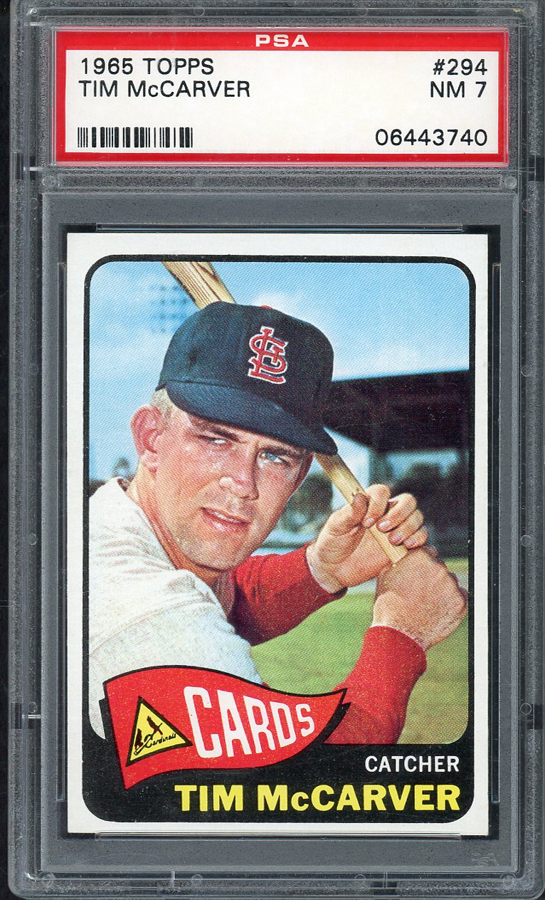 1965 Topps Baseball #294 Tim McCarver Cardinals PSA 7 NM 567797