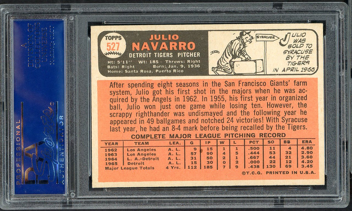 1966 Topps Baseball #527 Julio Navarro Tigers PSA 7 NM 567800