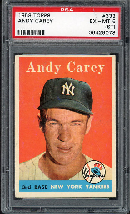 1958 Topps Baseball #333 Andy Carey Yankees PSA 6 EX-MT st crack 567809