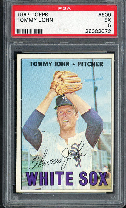 1967 Topps Baseball #609 Tommy John White Sox PSA 5 EX 567810