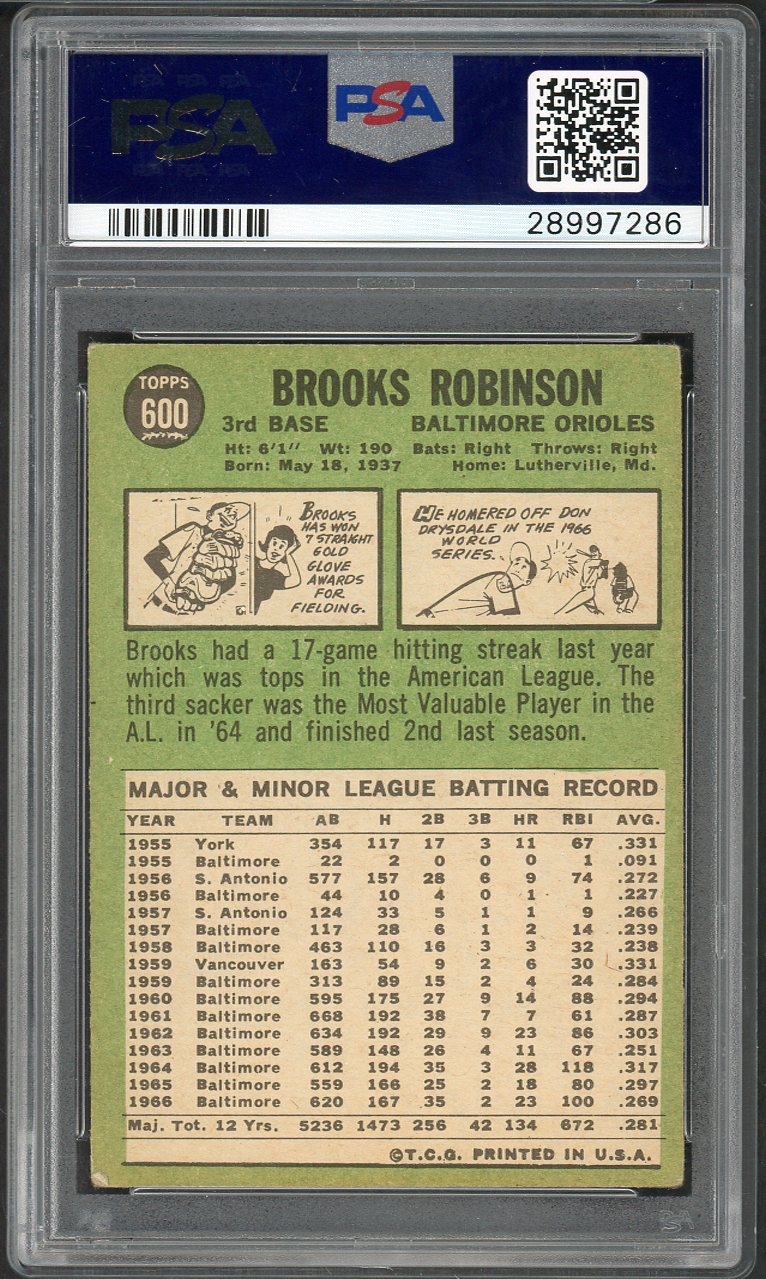 1967 Topps Baseball #600 Brooks Robinson Orioles PSA 3 VG 567811