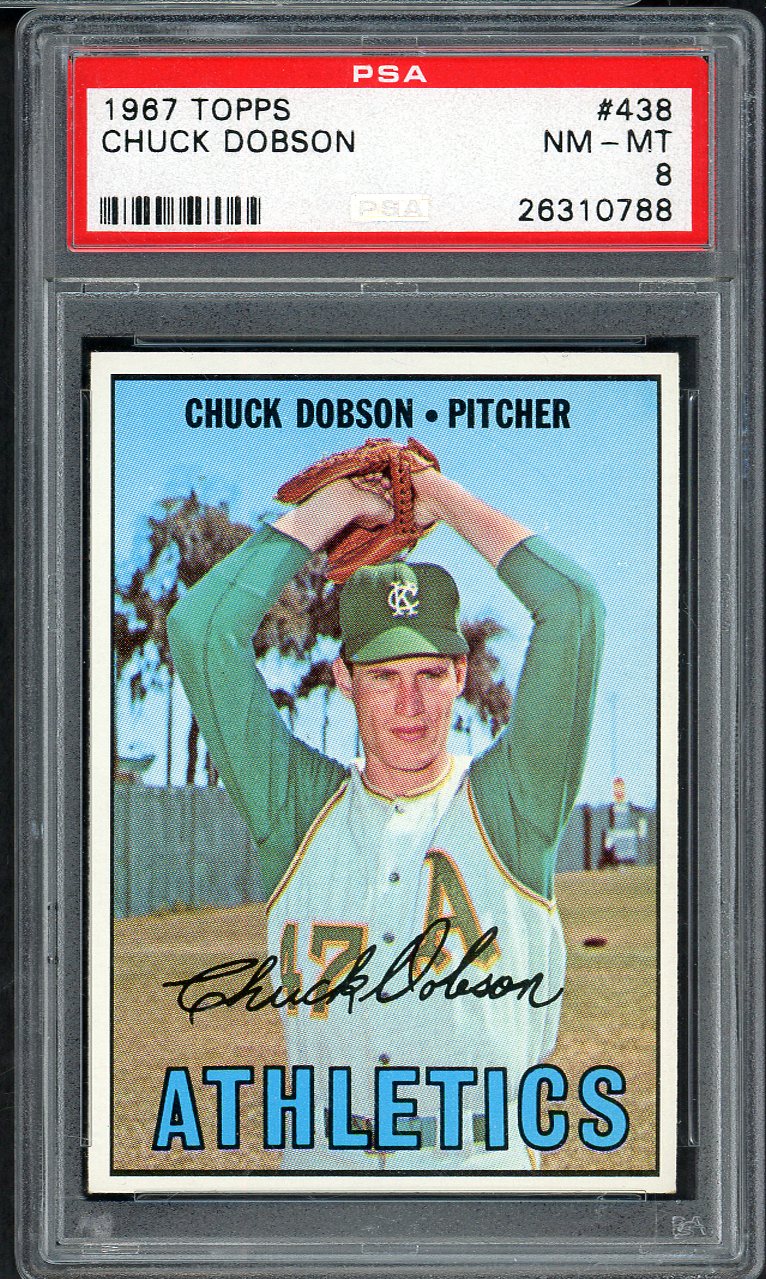 1967 Topps Baseball #438 Chuck Dobson A's PSA 8 NM/MT 567812