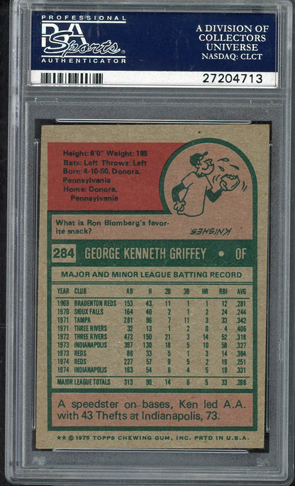 1975 Topps Baseball #284 Ken Griffey Reds PSA 4 VG-EX 567813