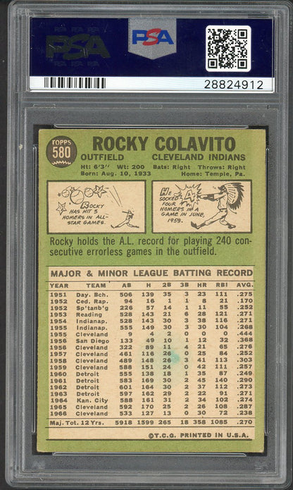 1967 Topps Baseball #580 Rocky Colavito Indians PSA 4 VG-EX 567819