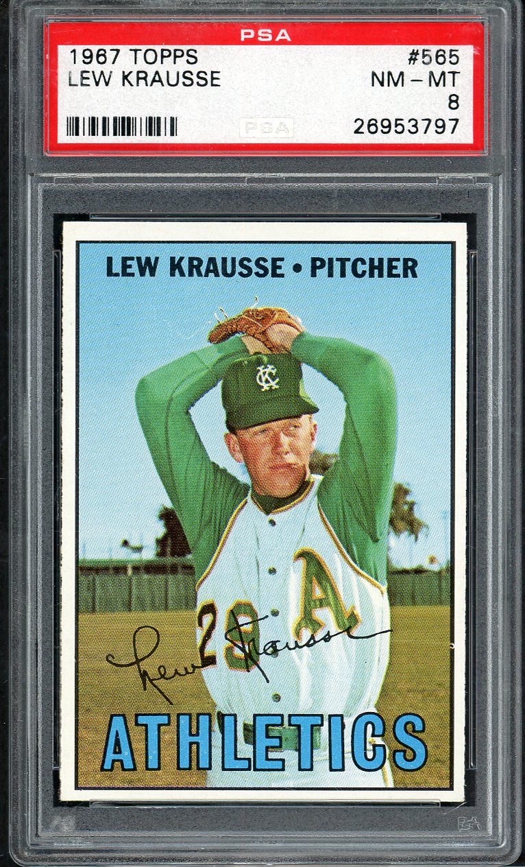 1967 Topps Baseball #565 Lew Krausse A's PSA 8 NM/MT 567822