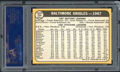 1968 Topps Baseball #334 Baltimore Orioles Team PSA 6 EX-MT 567832