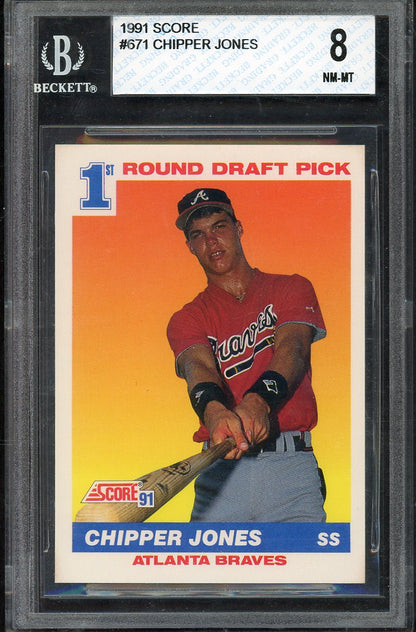 1991 Score #671 Chipper Jones Braves BVG 8 NM/MT 567845