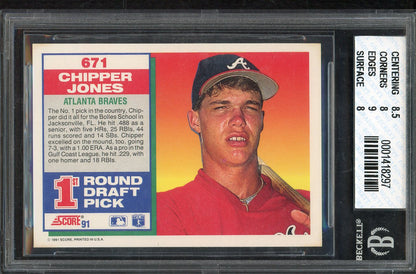 1991 Score #671 Chipper Jones Braves BVG 8 NM/MT 567845