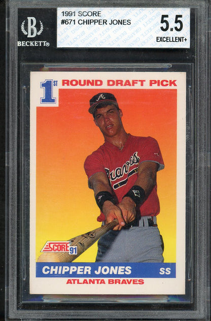 1991 Score #671 Chipper Jones Braves BVG 5.5 EX+ 567846