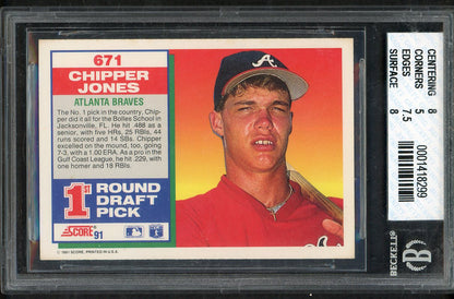 1991 Score #671 Chipper Jones Braves BVG 5.5 EX+ 567846