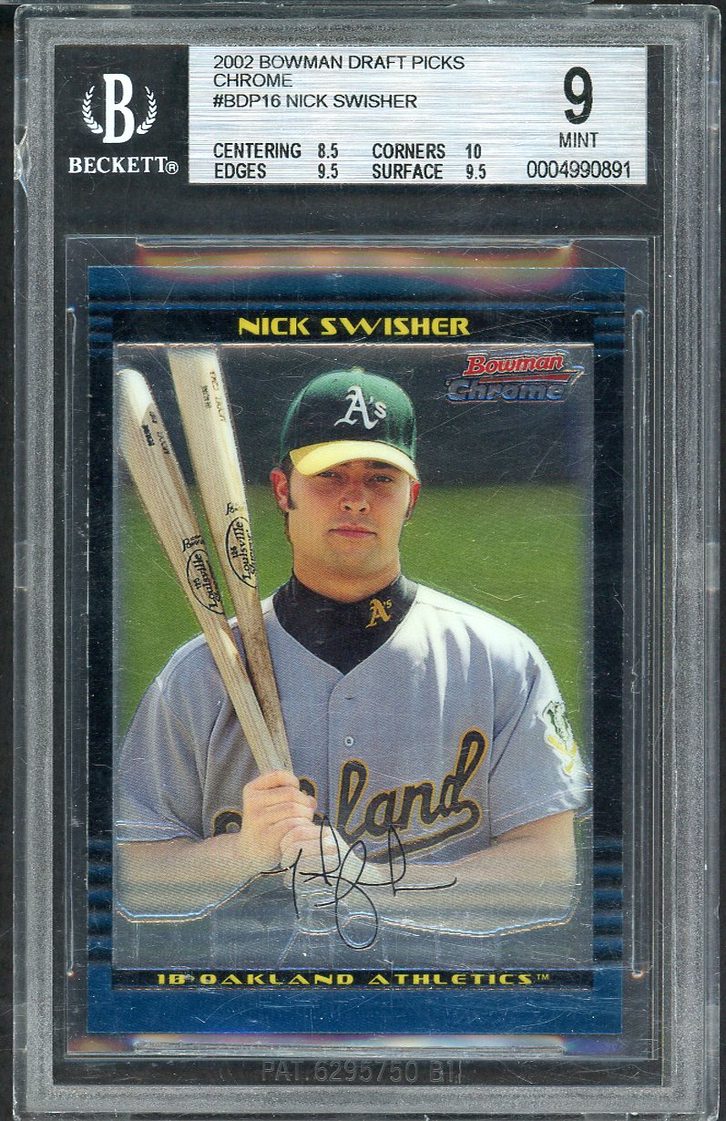 2002 Bowman Chrome Draft #BDP16 Nick Swisher A's BVG 9 MINT 567848