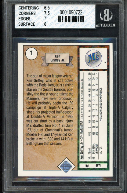 1989 Upper Deck #001 Ken Griffey Jr Mariners BVG 6.5 EX-MT+ 567849