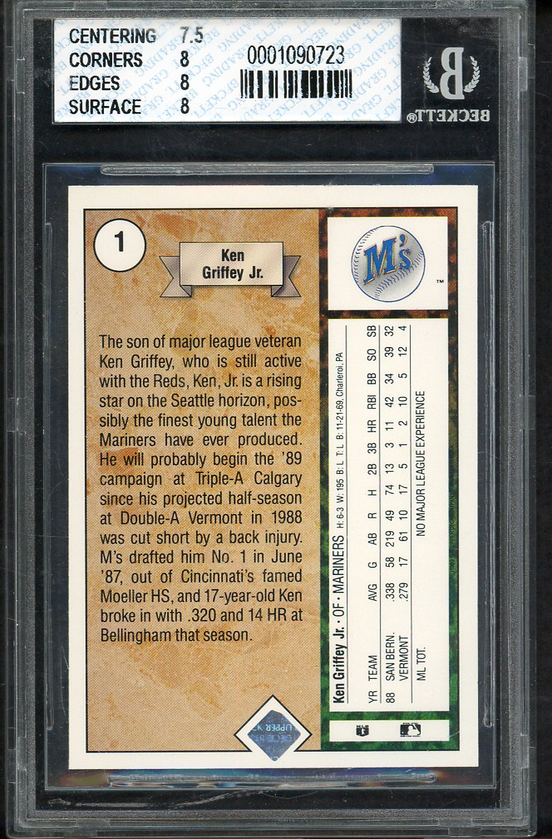 1989 Upper Deck #001 Ken Griffey Jr Mariners BVG 8 NM/MT 567850