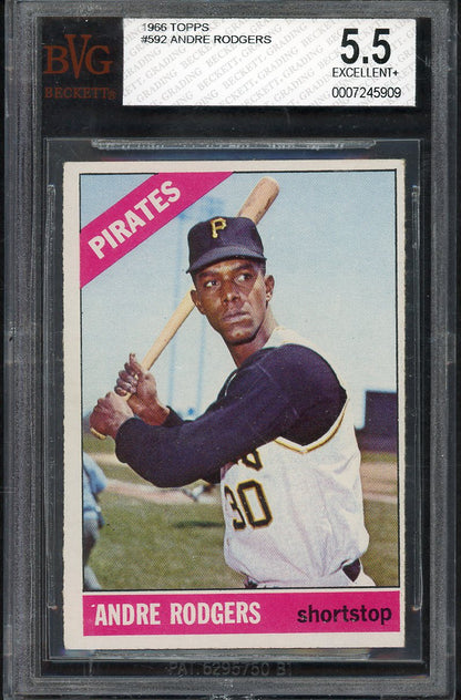 1966 Topps Baseball #592 Andre Rodgers Pirates BVG 5.5 EX+ 567853