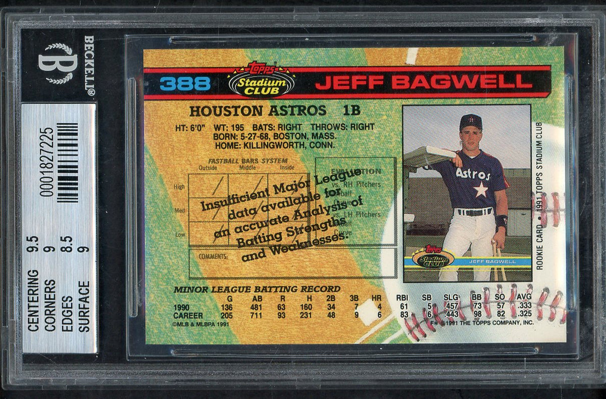 1991 Stadium Club #388 Jeff Bagwell Astros BVG 9 MINT 567854