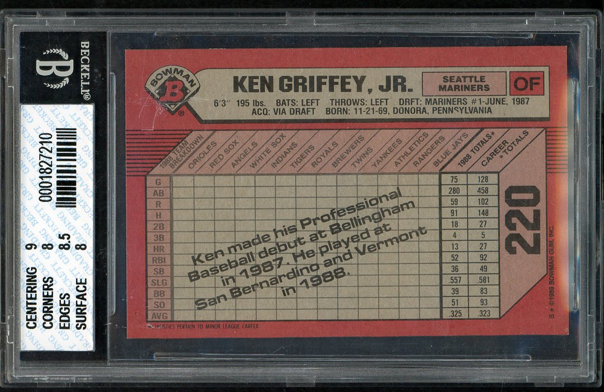 1989 Bowman #220 Ken Griffey Jr Mariners BVG 8 NM/MT 567856