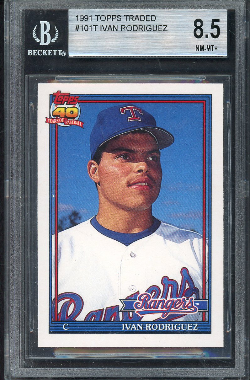 1991 Topps Traded #101t Ivan Rodriguez Rangers BVG 8.5 NM/MT+ 567857