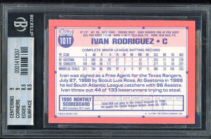 1991 Topps Traded #101t Ivan Rodriguez Rangers BVG 8.5 NM/MT+ 567857