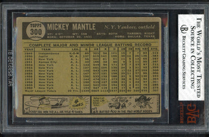 1961 Topps Baseball #300 Mickey Mantle Yankees BVG 3.5 VG+ 567858