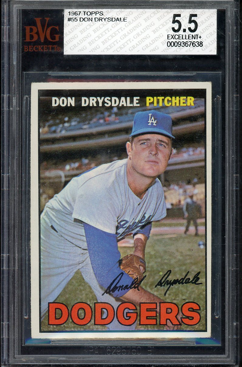 1967 Topps Baseball #055 Don Drysdale Dodgers BVG 5.5 EX+ 567869