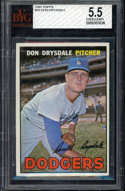 1967 Topps Baseball #055 Don Drysdale Dodgers BVG 5.5 EX+ 567869