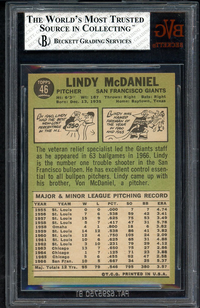 1967 Topps Baseball #046 Lindy McDaniel Giants BVG 7 NM 567872