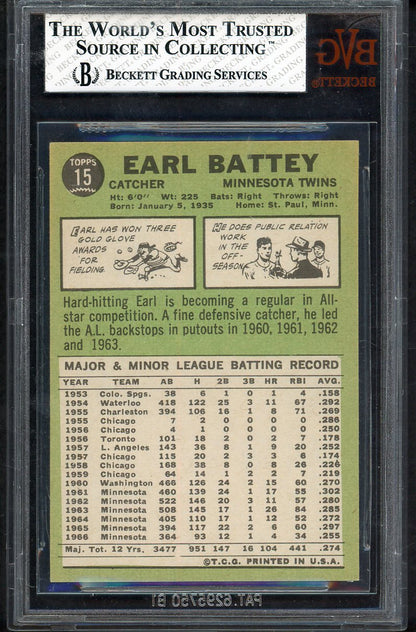 1967 Topps Baseball #015 Earl Battey Twins BVG 7 NM 567874