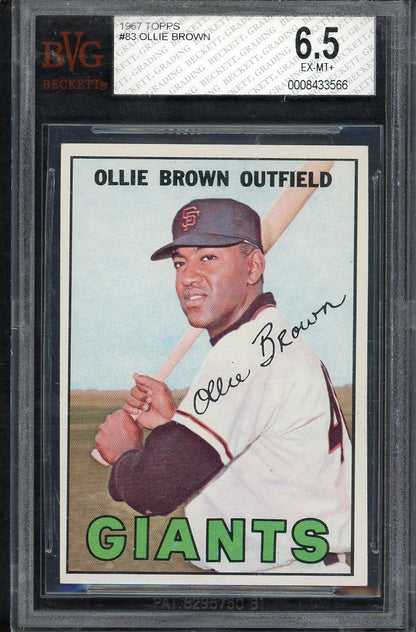 1967 Topps Baseball #083 Ollie Brown Giants BVG 6.5 EX-MT+ 567878