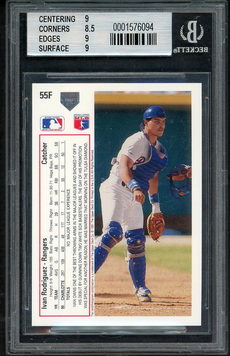 1991 Upper Deck Final #055F Ivan Rodriguez Rangers BVG 9 MINT 567880