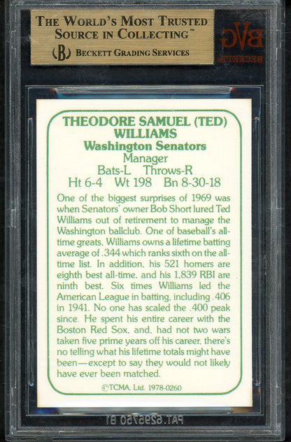 1978 TCMA 1960s #260 Ted Williams Senators BVG 9.5 GEM MINT 567882