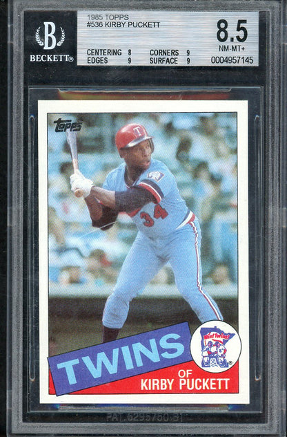 1985 Topps #536 Kirby Puckett Twins BVG 8.5 NM/MT+ 567890