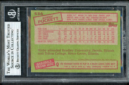 1985 Topps #536 Kirby Puckett Twins BVG 8.5 NM/MT+ 567890