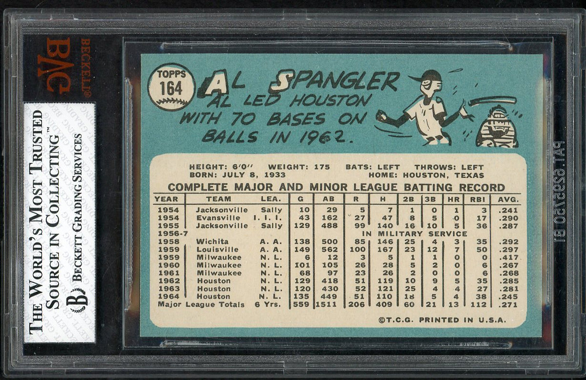 1965 Topps Baseball #164 Al Spangler Astros BVG 7.5 NM+ 567891