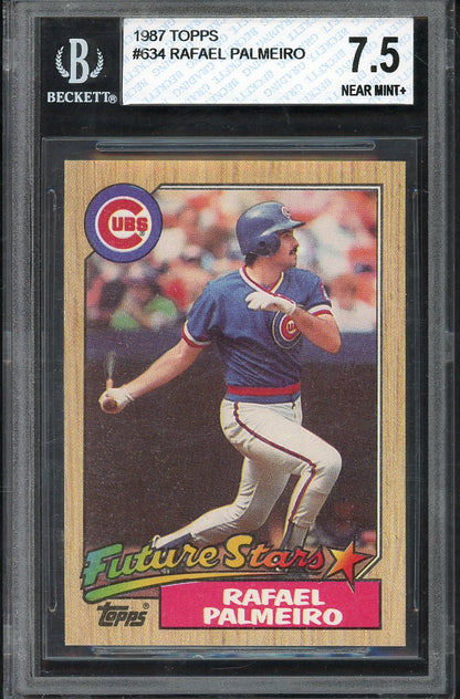 1987 Topps #634 Rafael Palmeiro Cubs BVG 7.5 NM+ 567893