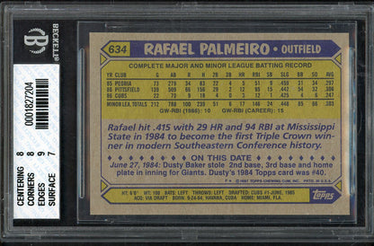 1987 Topps #634 Rafael Palmeiro Cubs BVG 7.5 NM+ 567893