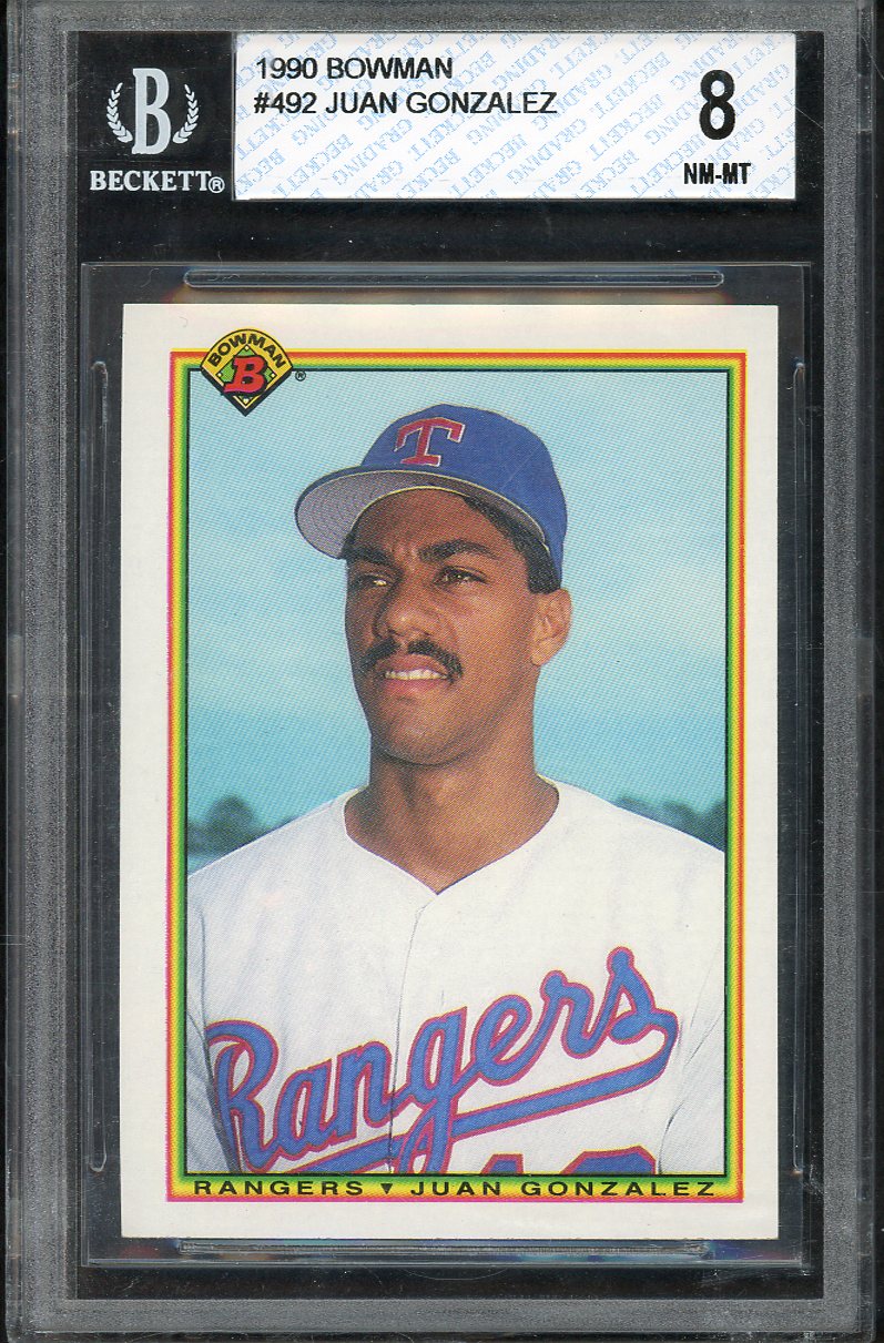 1990 Bowman #492 Juan Gonzalez Rangers BVG 8 NM/MT 567897