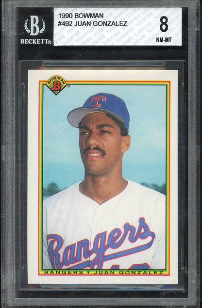 1990 Bowman #492 Juan Gonzalez Rangers BVG 8 NM/MT 567897