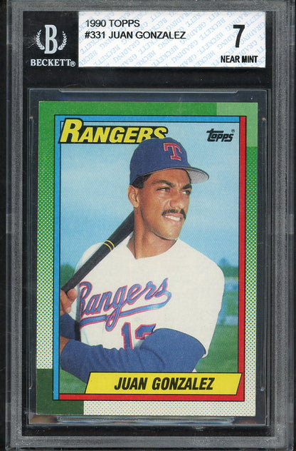1990 Topps #331 Juan Gonzalez Rangers BVG 7 NM 567898