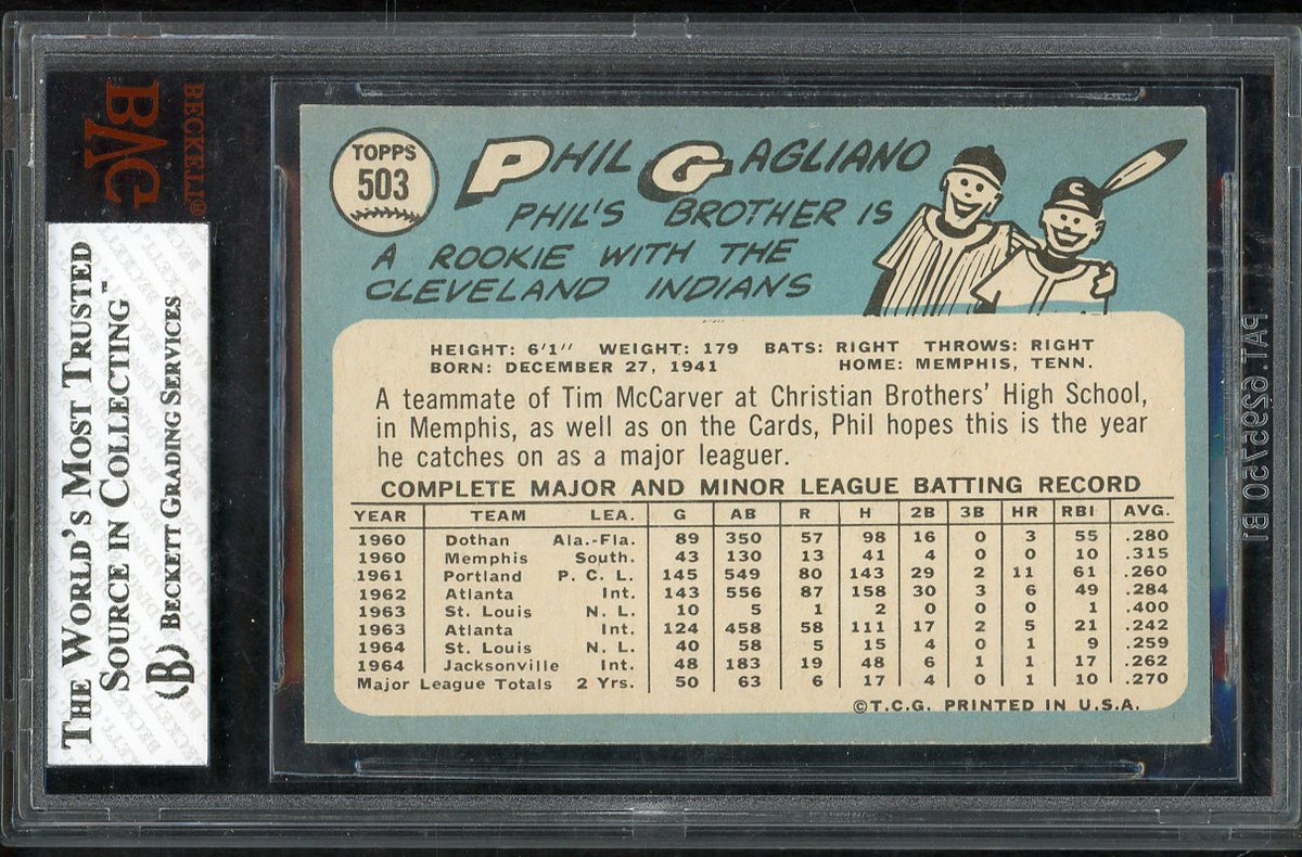 1965 Topps Baseball #503 Phil Gagliano Cardinals BVG 6 EX-MT 567901