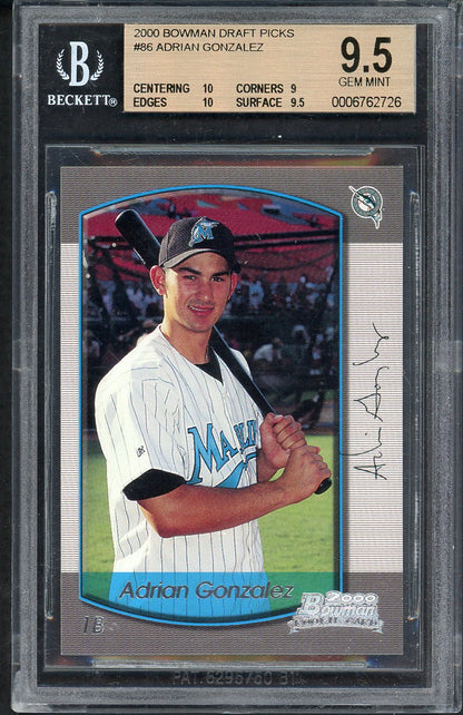 2000 Bowman Draft #086 Adrian Gonzalez Marlins BVG 9.5 GEM MINT 567904