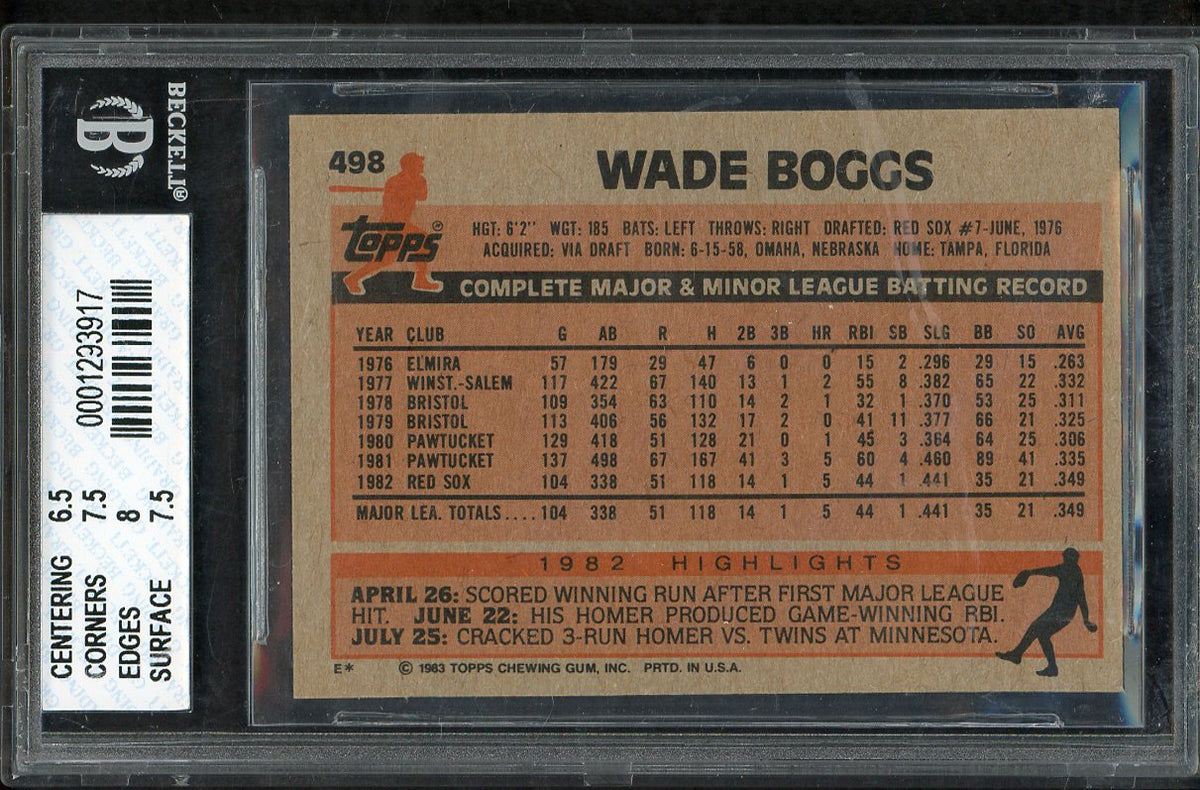 1983 Topps #498 Wade Boggs Red Sox BVG 7 NM 567906