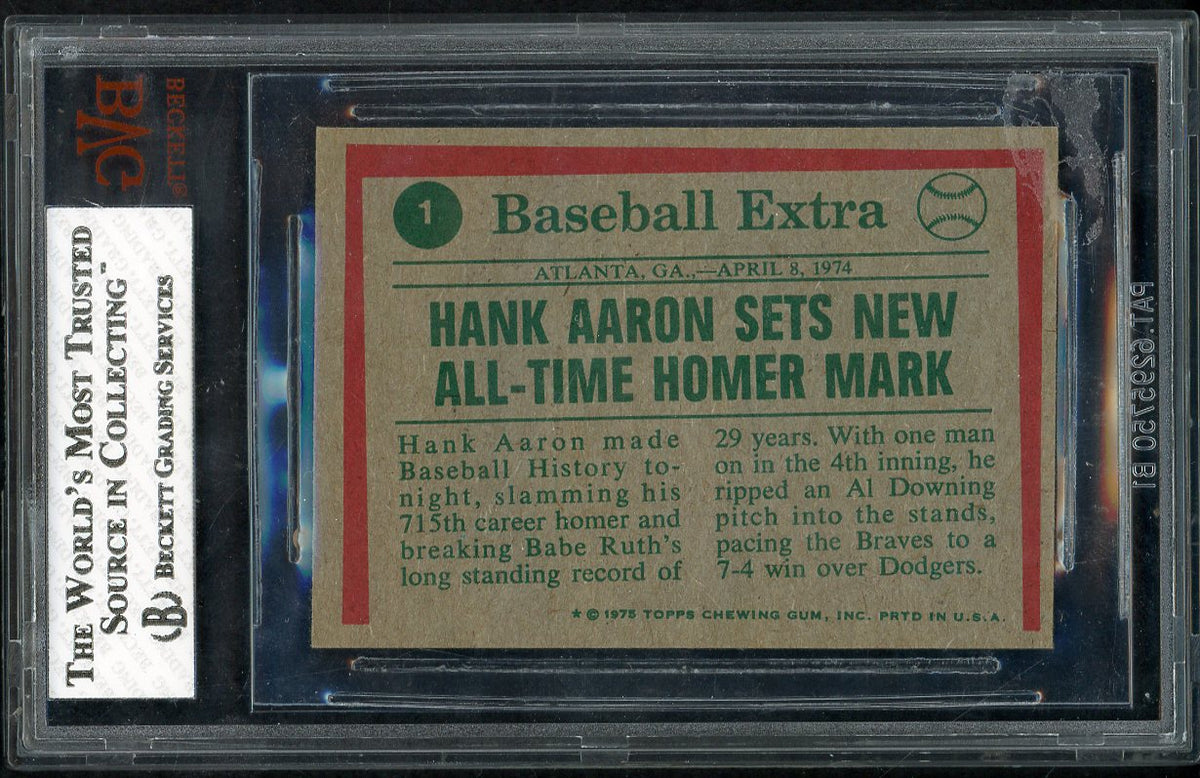 1975 Topps Mini Baseball #001 Hank Aaron HL Braves BVG 7.5 NM+ 567907