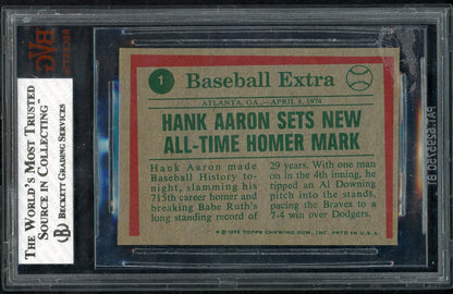 1975 Topps Mini Baseball #001 Hank Aaron HL Braves BVG 7.5 NM+ 567907