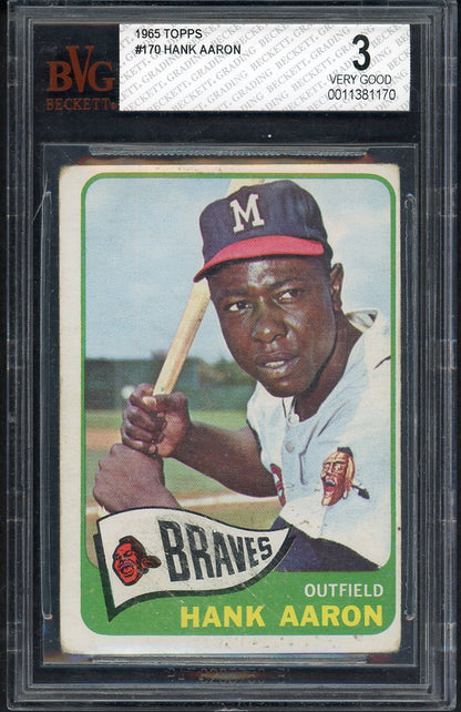 1965 Topps Baseball #170 Hank Aaron Braves BVG 3 VG 567908