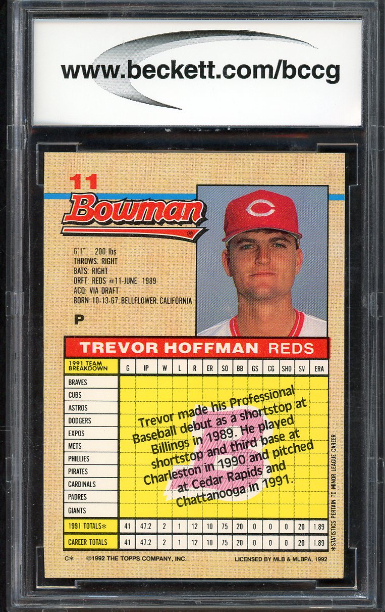 1992 Bowman #011 Trevor Hoffman Reds BCCG 10 567909