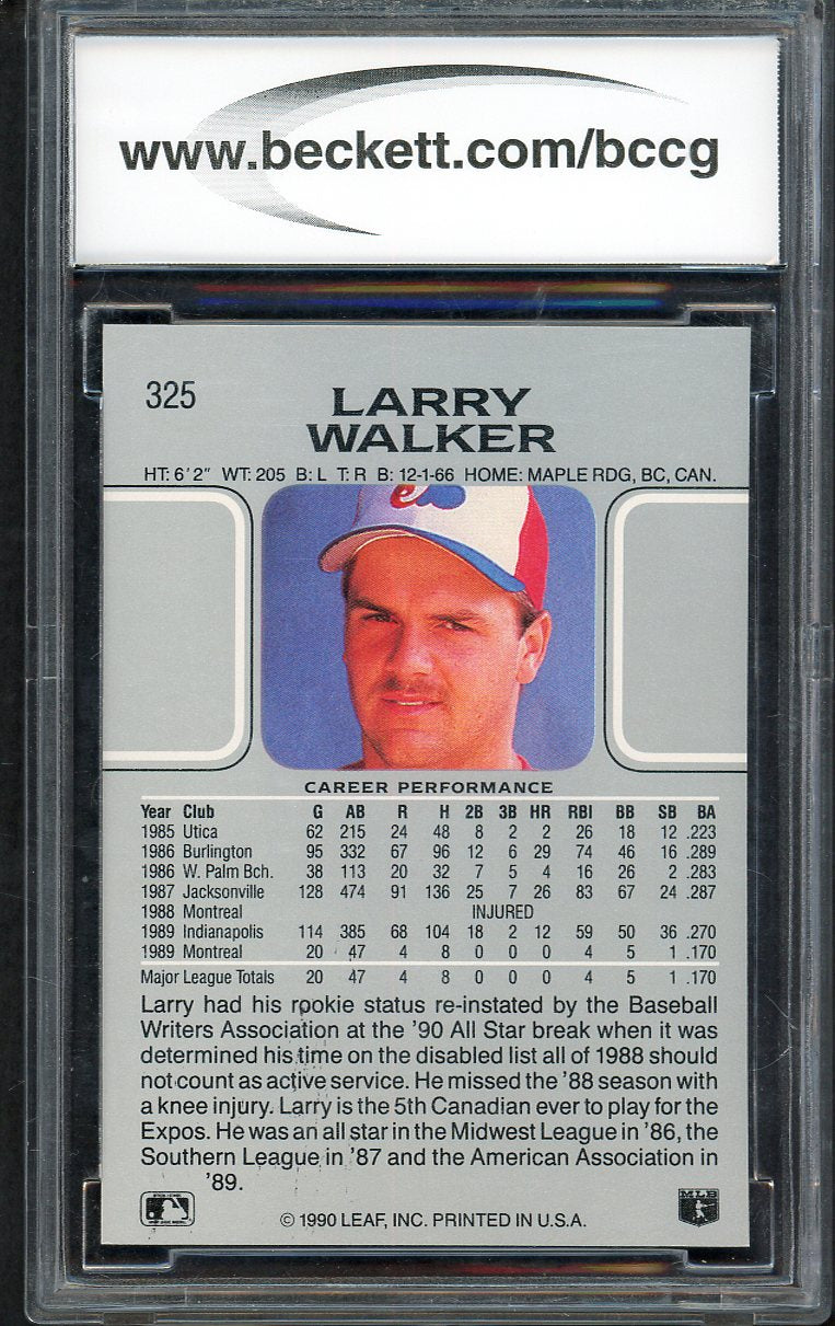 1990 Leaf #325 Larry Walker Expos BCCG 10 567910